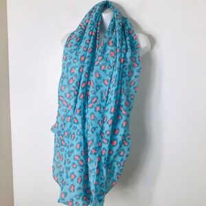 Infinity scarf women blue pink peacock